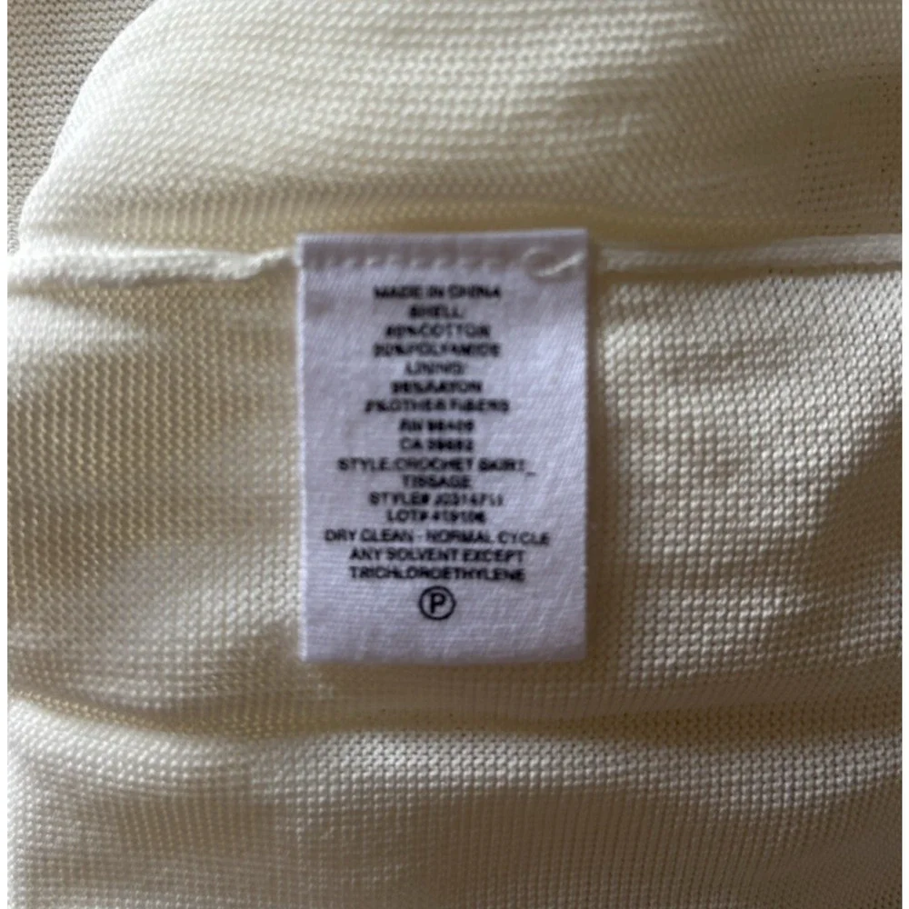 Theory Maxi Skirt Large Crochet Lined Cream Stretch Boho Aline Long